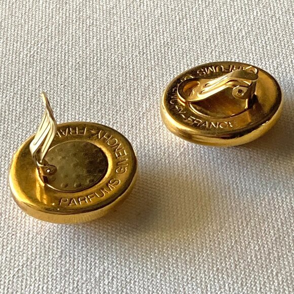 Vintage Givenchy France Brutalist Earrings, Designer, 1980's, 4G Logo, Clip-on - Picture 4 of 8